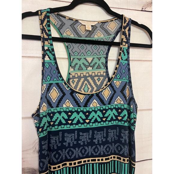 Tori Richard Women's Blue Sleeveless Maxi Dress Size M Batik Diamond Print Beach - Picture 2 of 5